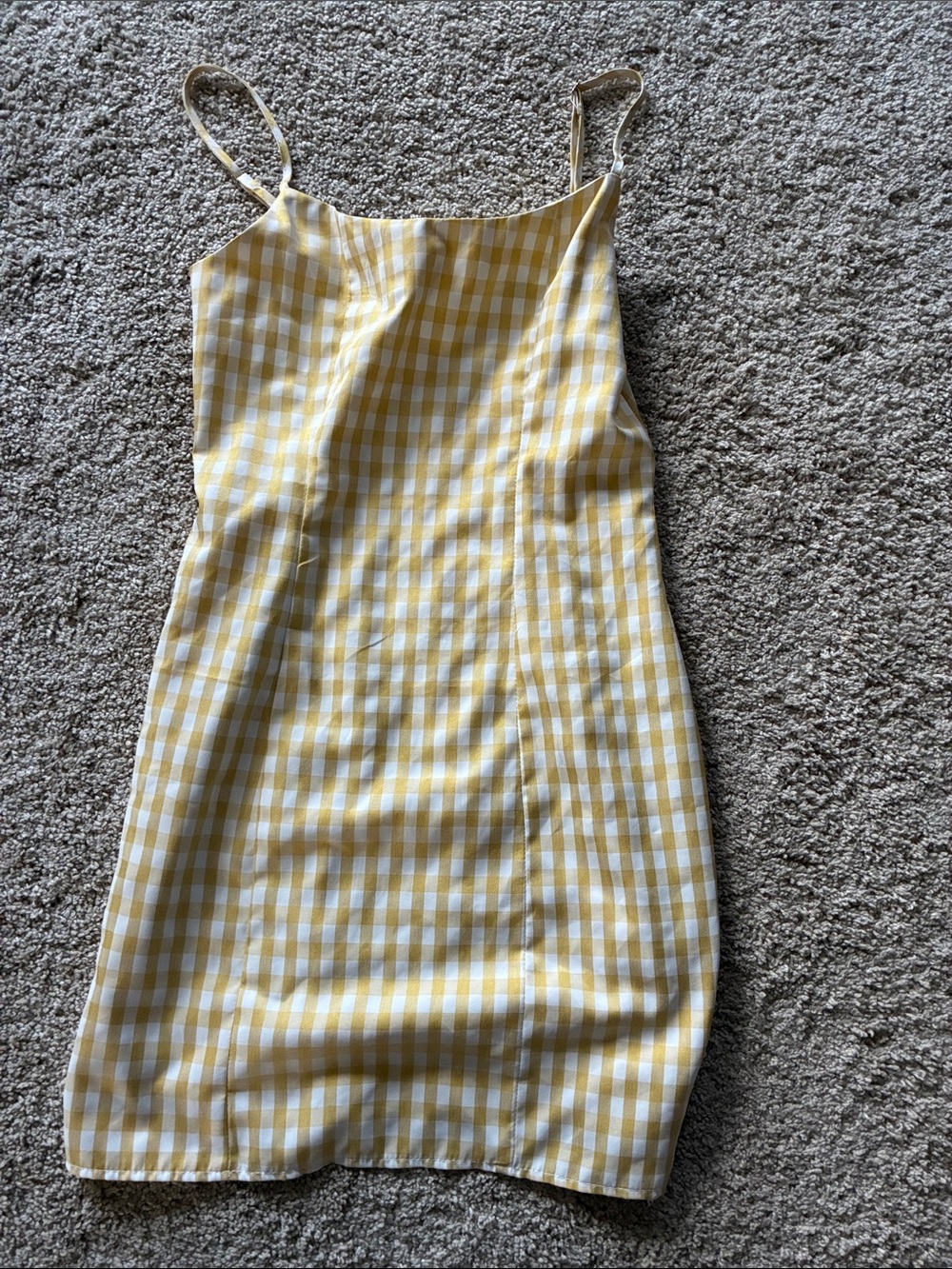 Yellow Gingham Spaghetti Strap Dress
